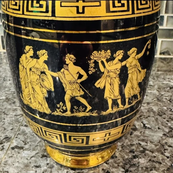 Beautiful Hand Made Historical Large Greek Vase 24k Gold Plated